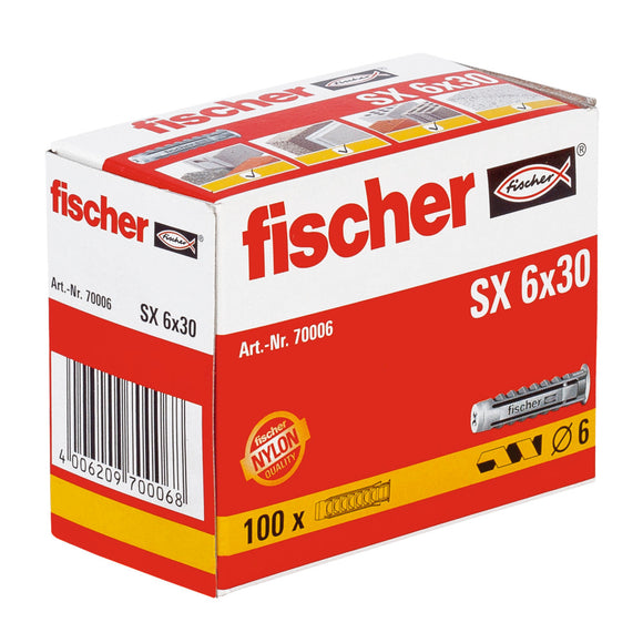 Fischer Bucha de expansão SX 6 x 30 com rebordo